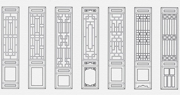 盘龙常用中式仿古花窗图案隔断设计图